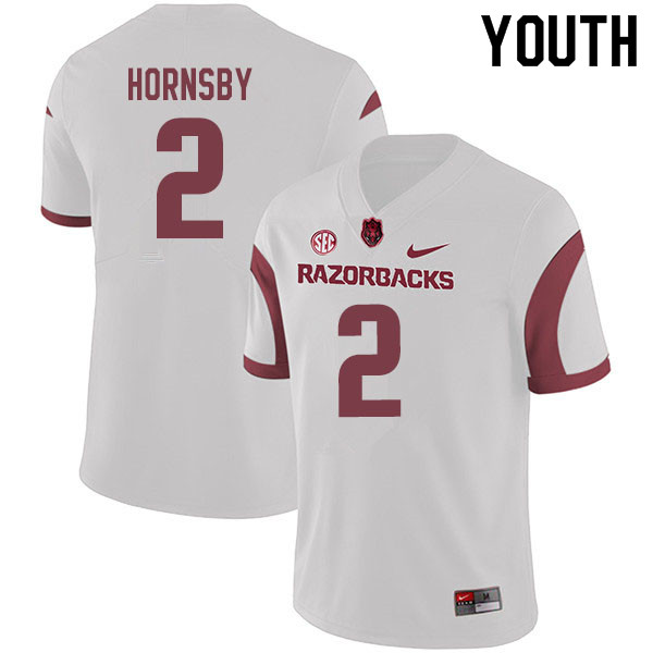 Youth #2 Malik Hornsby Arkansas Razorbacks College Football Jerseys Sale-White